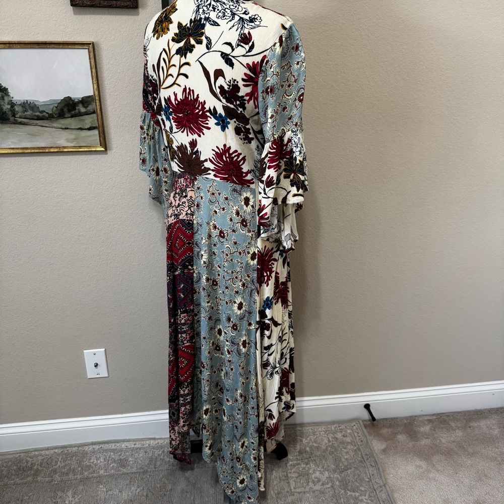 UMGEE | Floral Patchwork Button Front Handkerchief Midi Dress Boho Size Small - Picture 8 of 16
